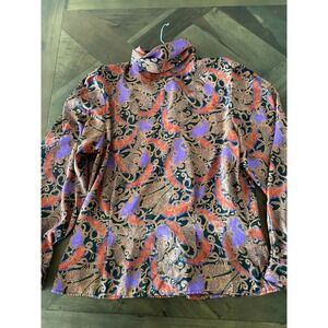 Tess Size 10 Multicolor Mock Neck Dress Blouse